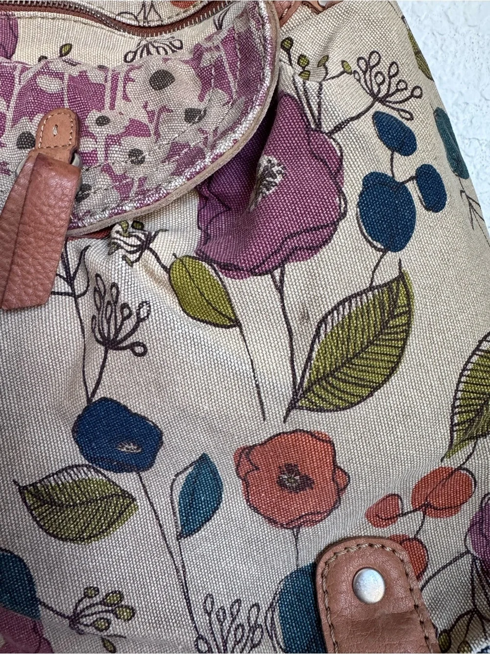 Fossil Floral Canvas Shoulder Bag